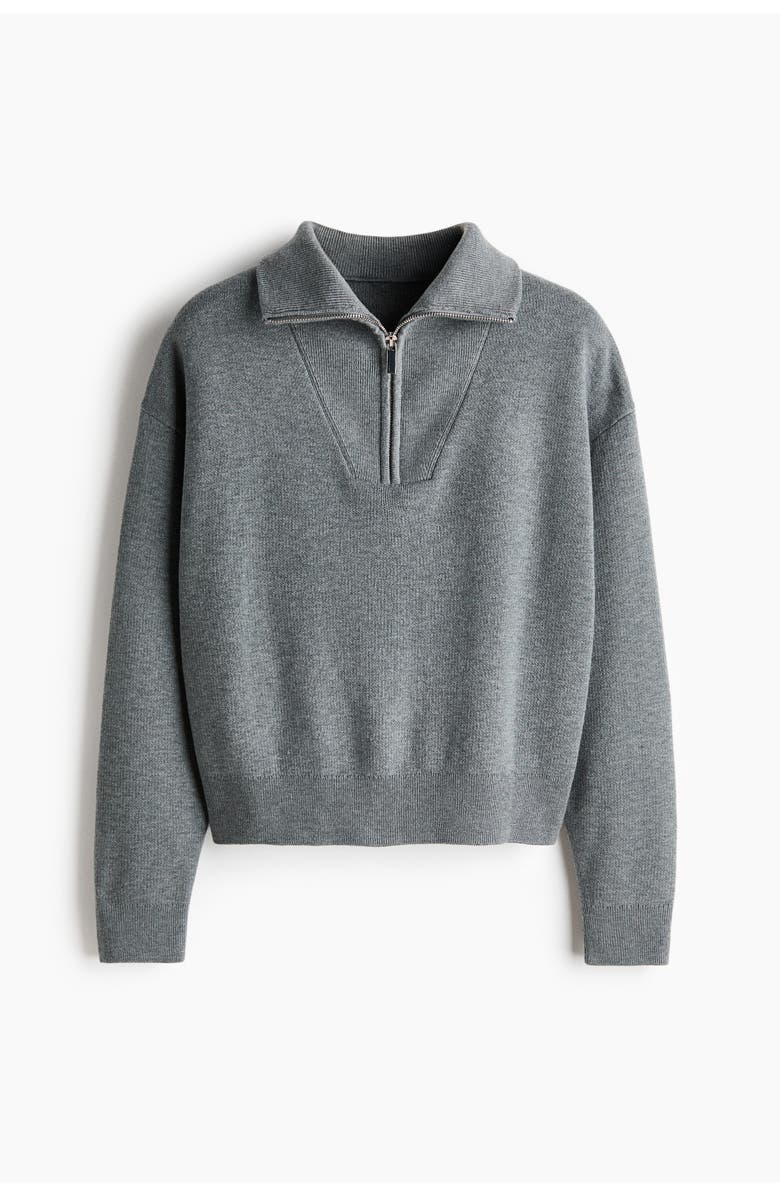 H&M Zip-top Jumper, Main, color, Gray Melange