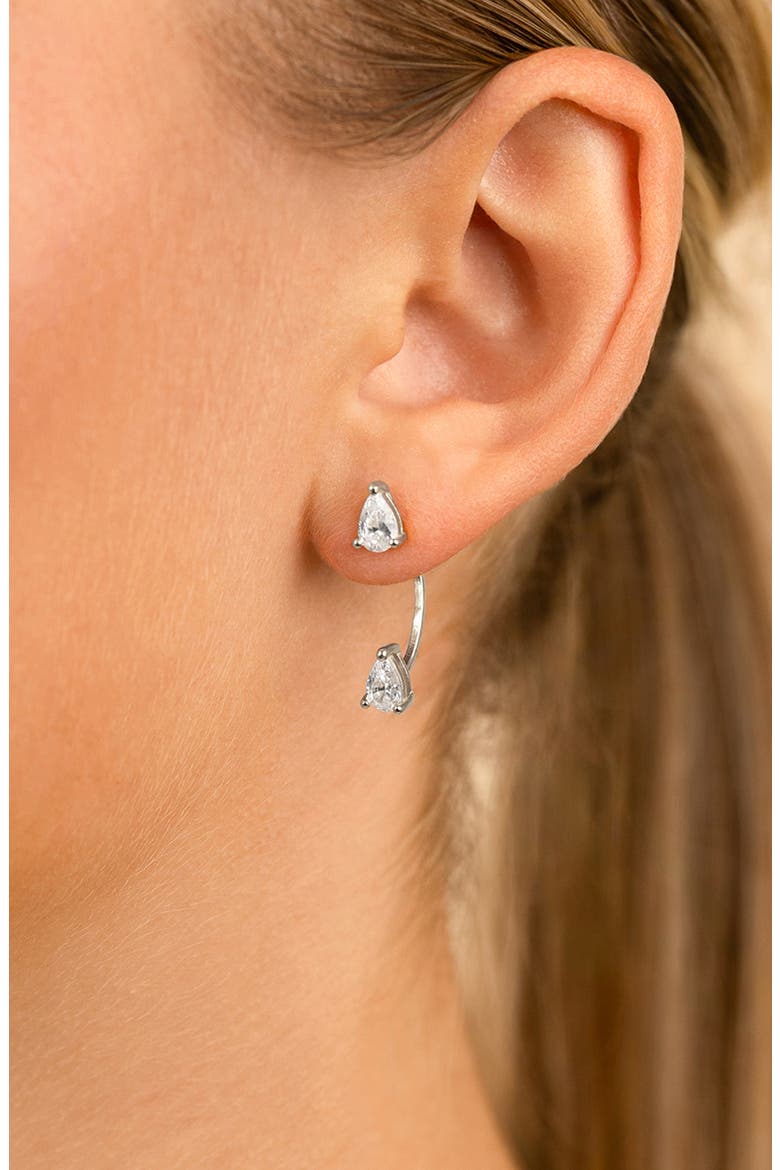 Pear Drop Earrings, Alternate, color, SILVER
