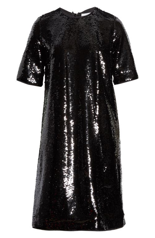 Hugo Boss Dettia Short Sleeve Sequin Shift Dress In Black