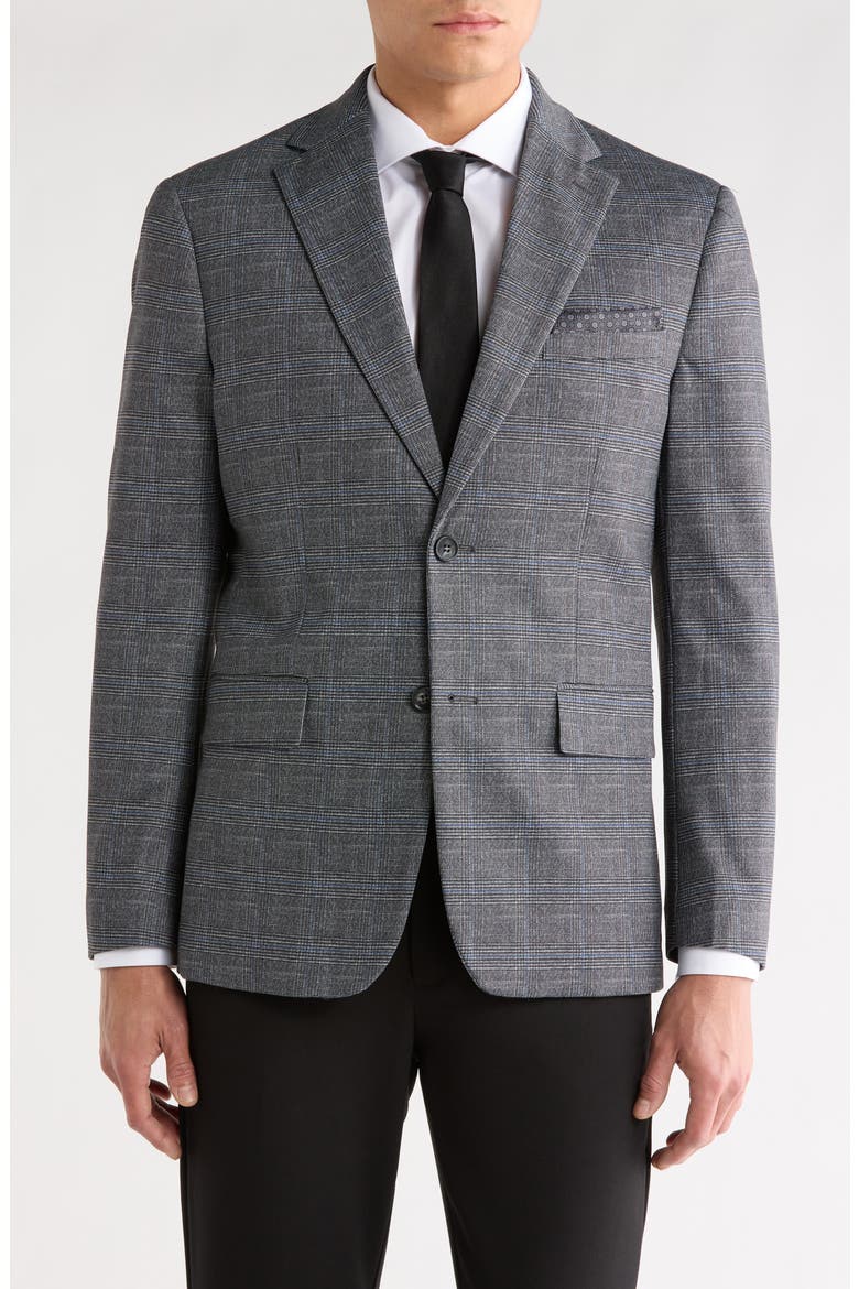 Slim Fit Plaid Sport Coat, Main, color, GREY