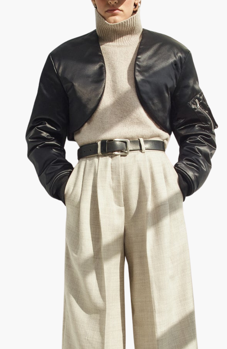 CAALO Satin Down Bolero, Main, color, Black