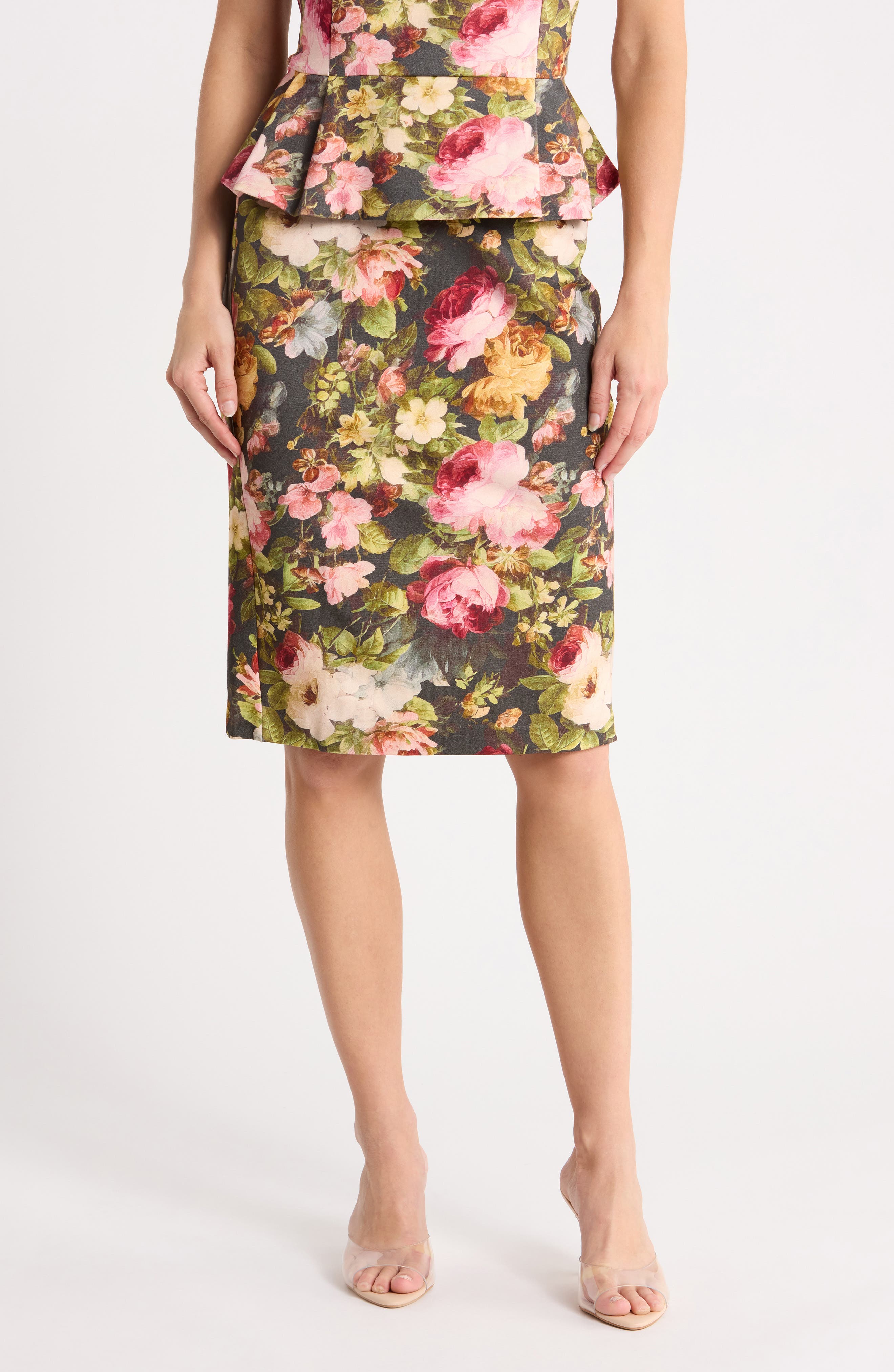 Leopard Print Ponte Knit Pencil Skirt