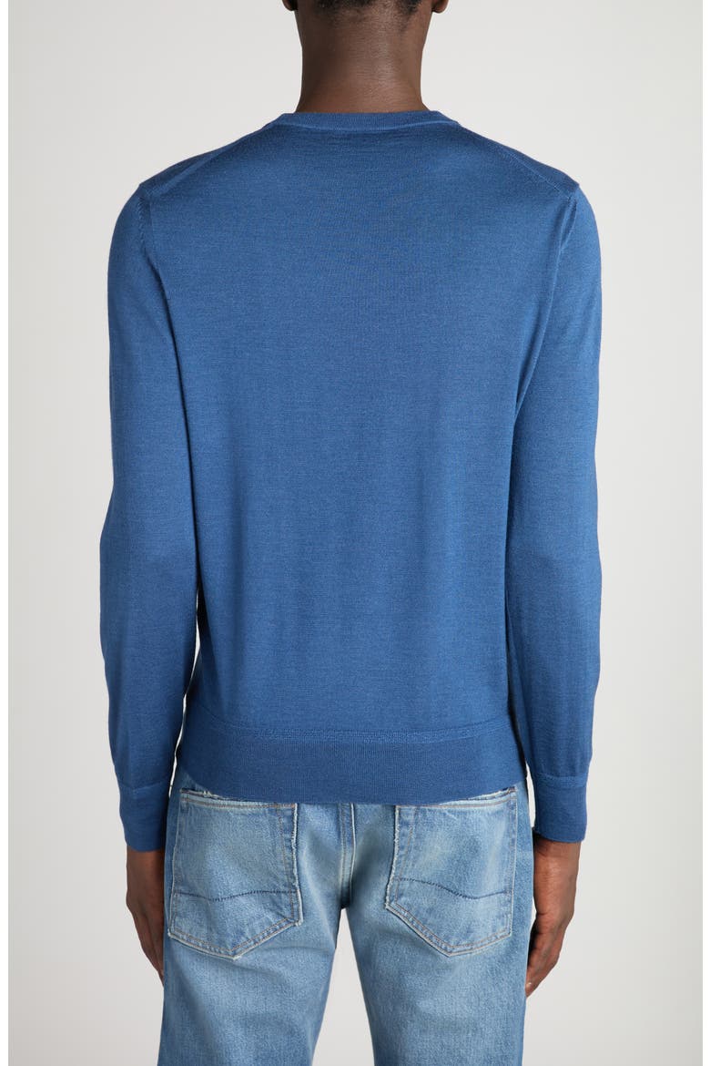 Fine Gauge Cashmere & Silk Crewneck Sweater, Alternate, color, HB585 BRIGHT INDIGO