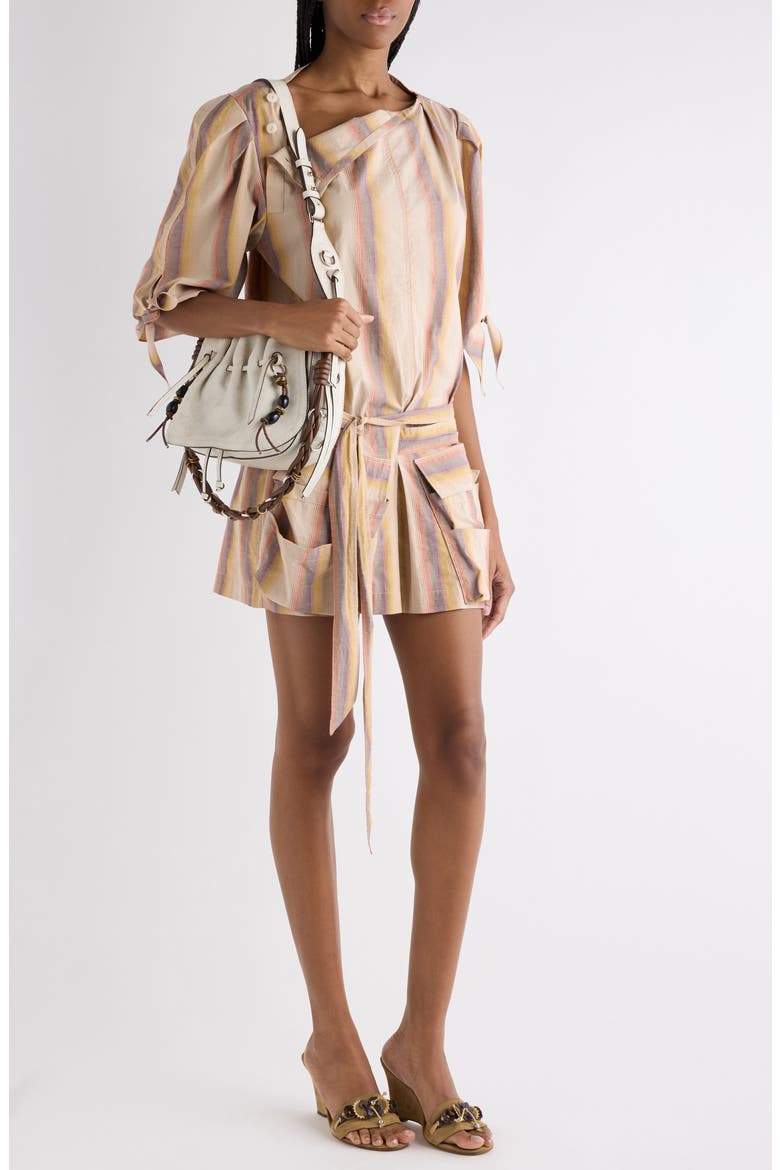 Mariza Stripe Cotton Minidress, Alternate, color, DESERT