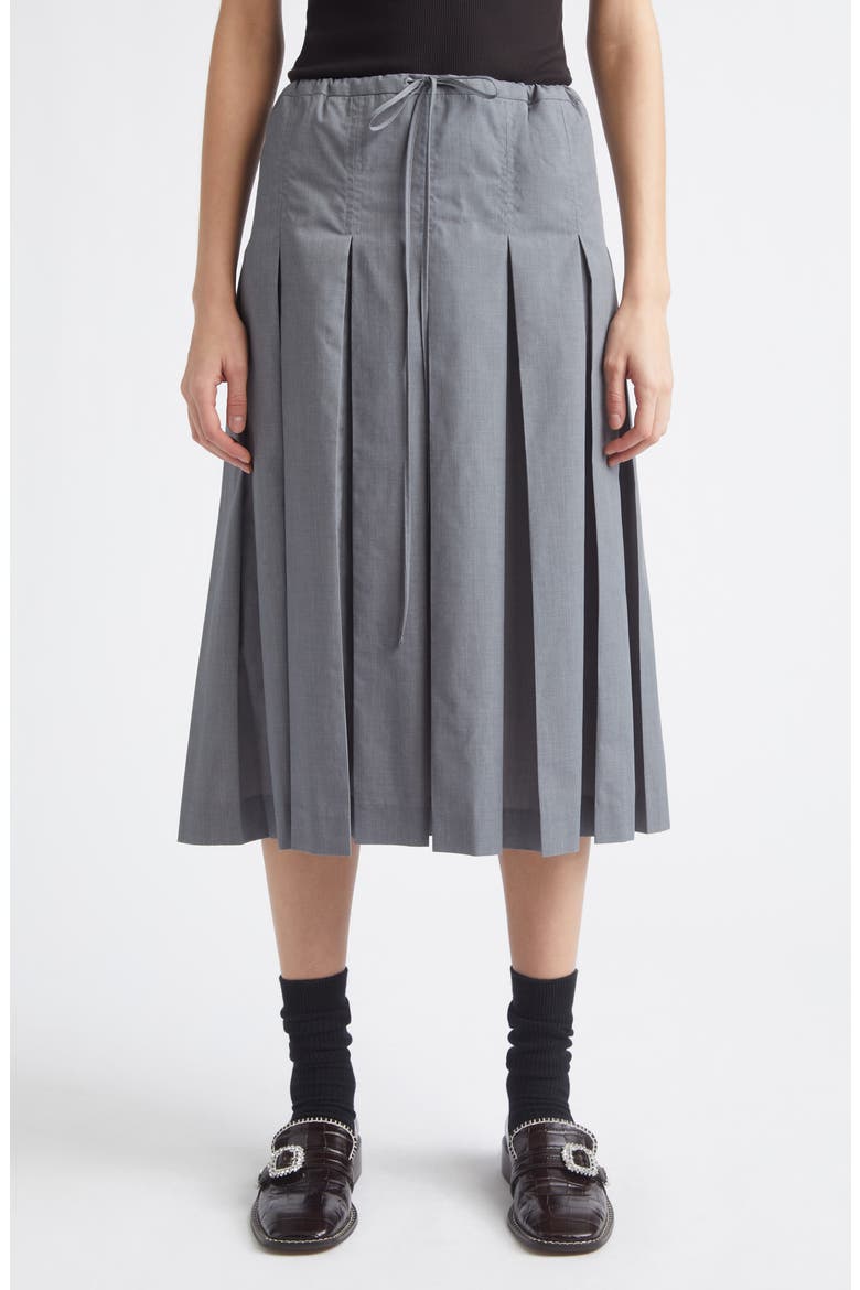 Drawstring Pleated Skirt, Main, color, GREY