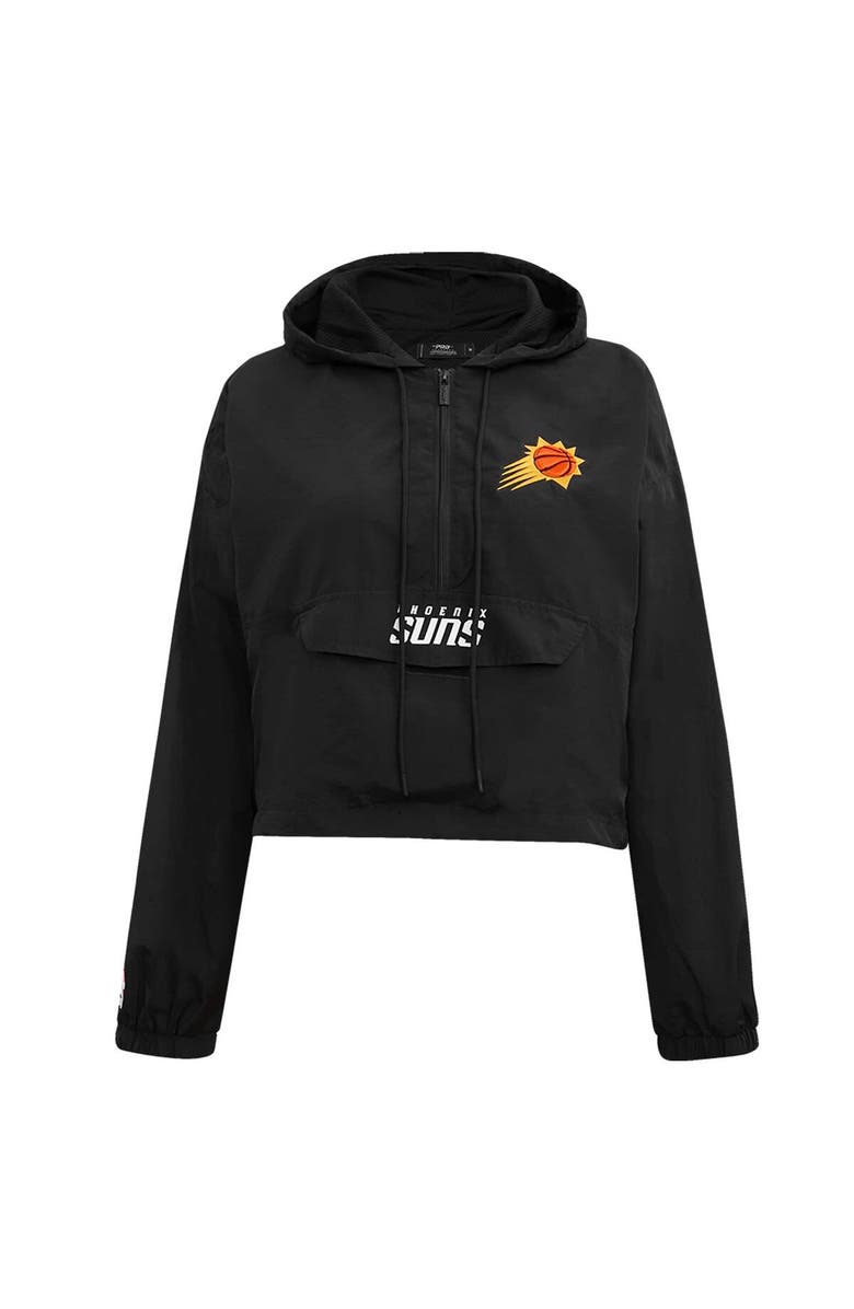 PRO STANDARD Women's Pro Standard Black Phoenix Suns Classic Wind Woven Cropped Half-Zip Jacket, Alternate, color, Black