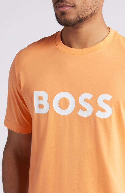 Hugo Boss Boss Tiburt Logo Graphic T-shirt In Medium Orange