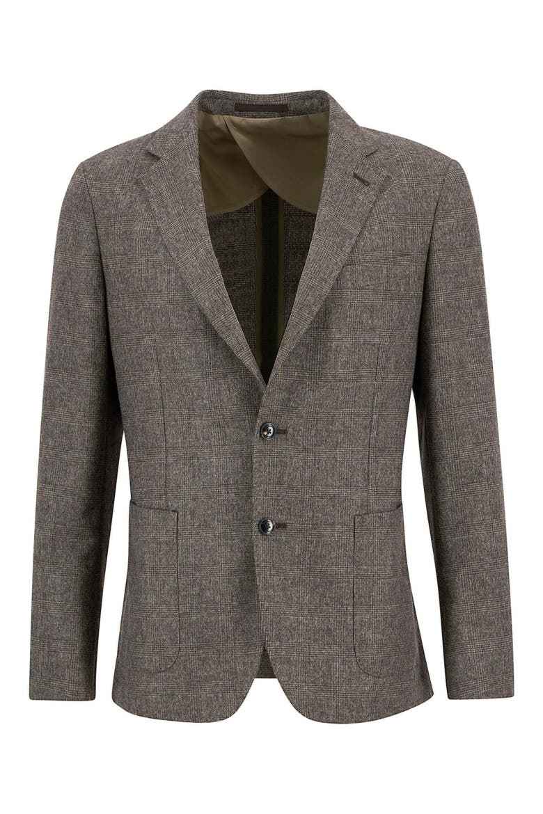 Kensington Glen Check Wool Blend Flannel Suit Jacket, Alternate, color, BROWN