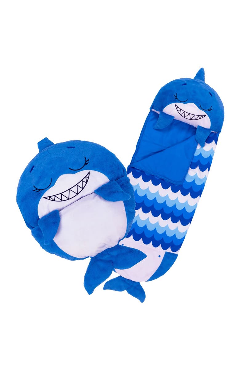 Happy Nappers Pillow & Sleepy Sack, Medium Blue Shark 54 x 20 Inch, 3+, Alternate, color, Blue