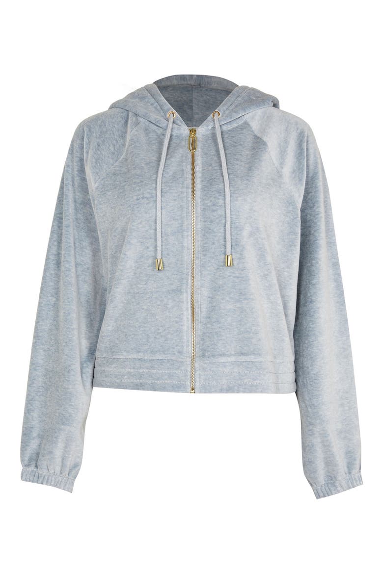 Velour Zip Hoodie, Alternate, color, GREY
