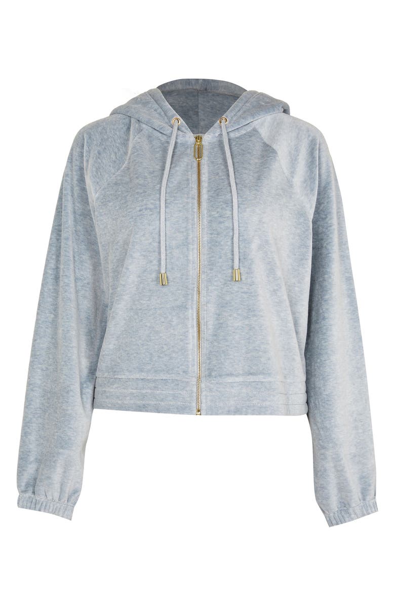 River Island Velour Zip Hoodie, Alternate, color,