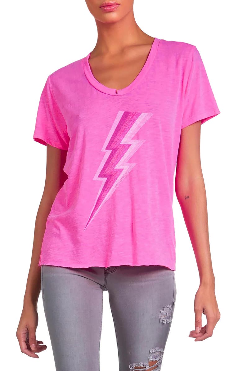 Lauren Moshi Elara X Pink Lightning Bolt Top, Main, color, Neon Pink