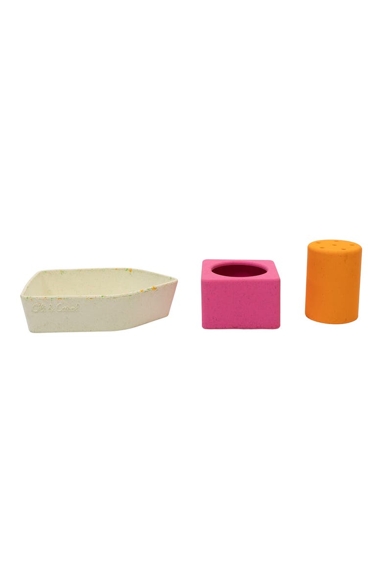 Upcycled Boat Set of 3 Bath Toys, Alternate, color, ORANGE
