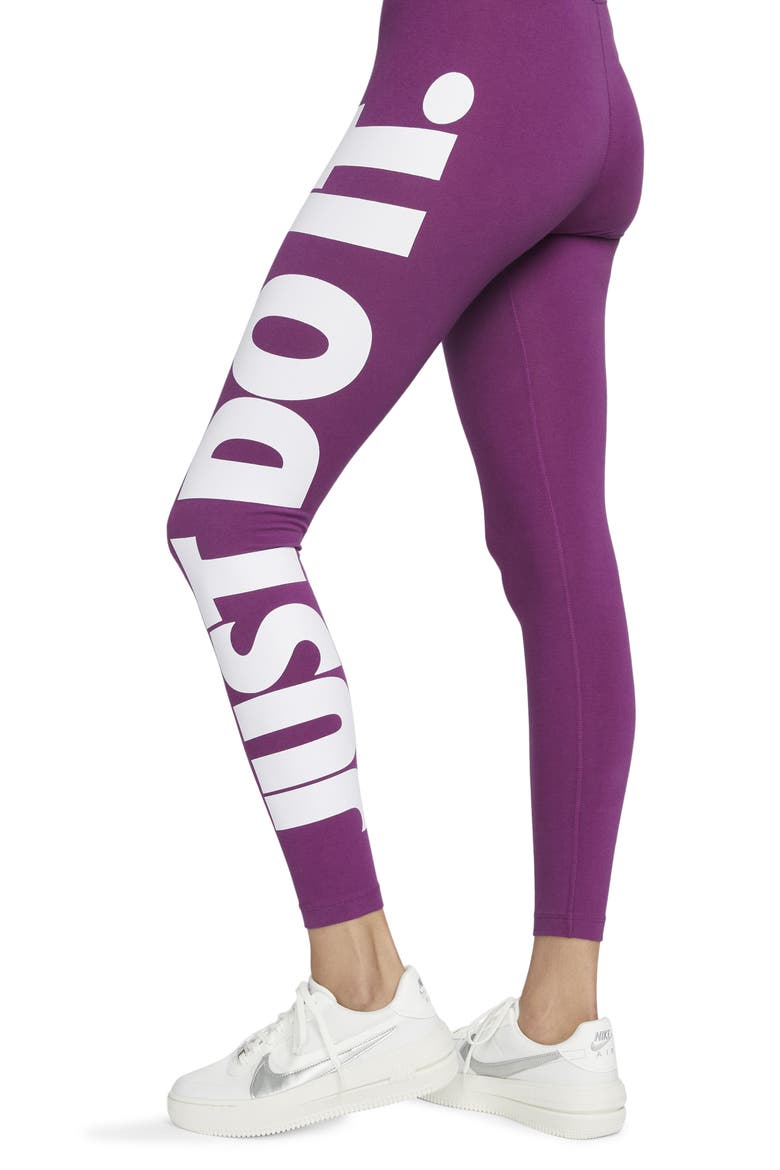 Sportswear Essential High-Waisted Leggings, Alternate, color, VIOTECH/ WHITE
