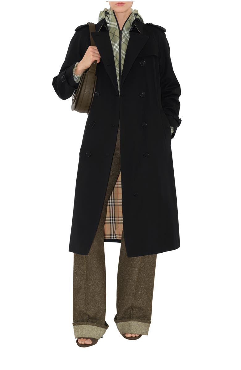 Burberry Long Waterloo Heritage Trench Coat, Main, color, Black