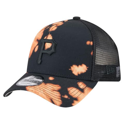 Men's New Era  Black Pittsburgh Pirates Bleached A-Frame 9FORTY Adjustable Hat