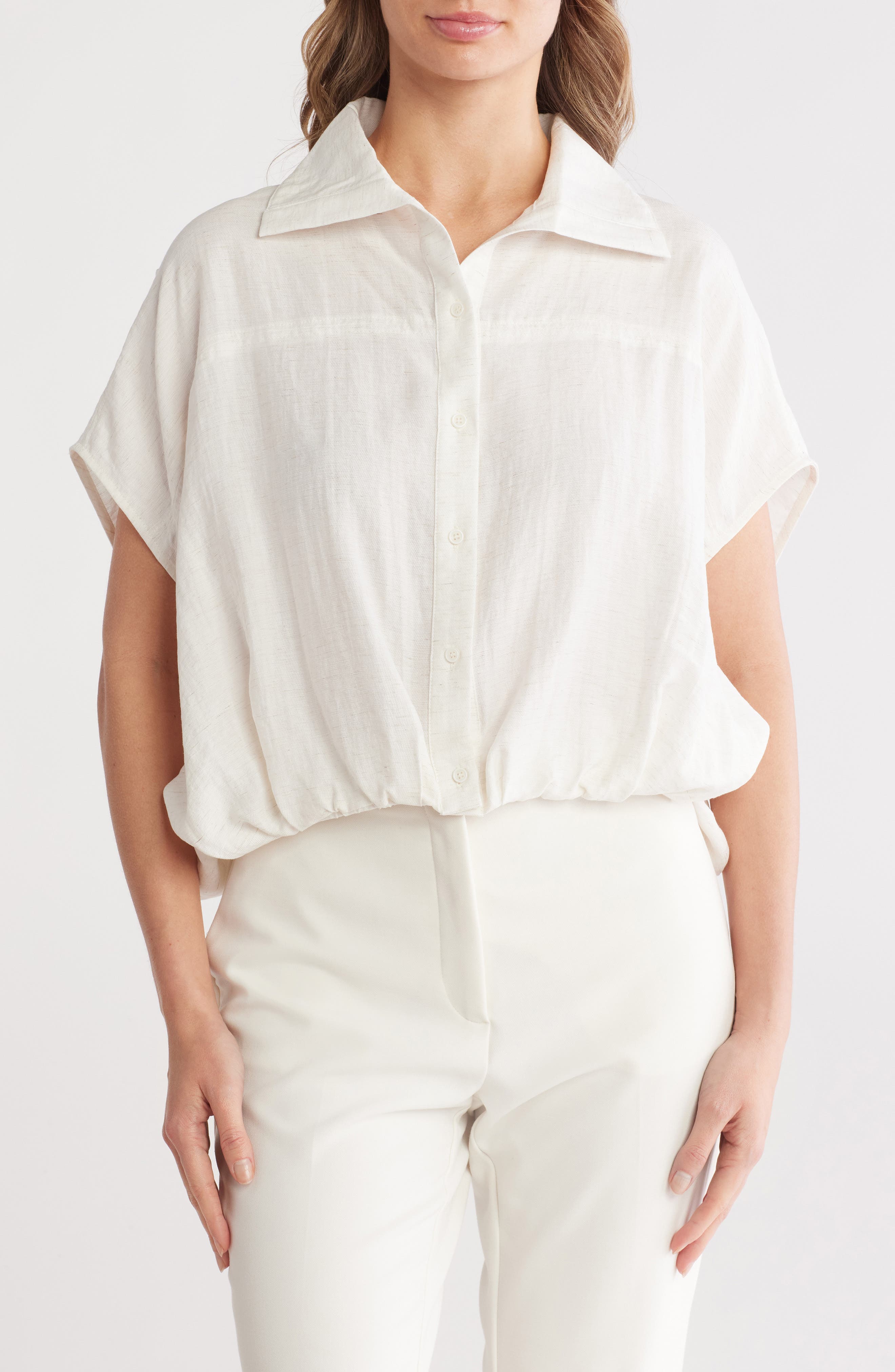 PATRIZIA LUCA Short Sleeve Button Front Top