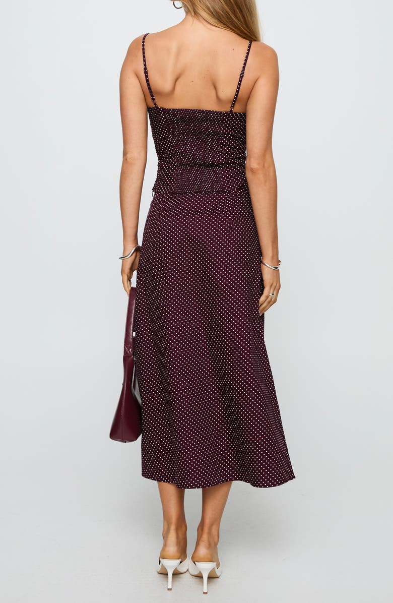 Princess Polly Shining Mirrors Polka Dot Cotton Camisole & Skirt Set, Alternate, color, Burgundy