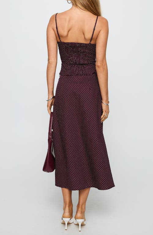 Princess Polly Shining Mirrors Polka Dot Cotton Camisole & Skirt Set In Burgundy