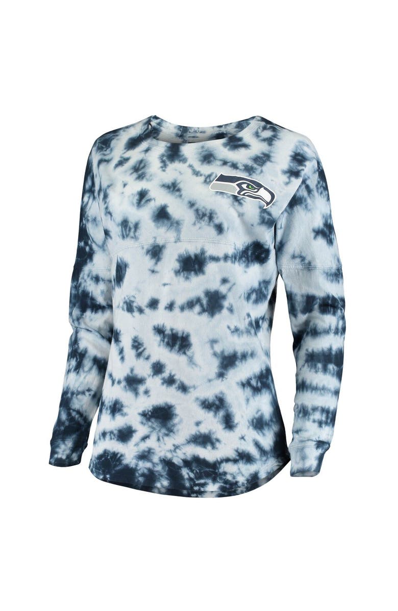 New Era Women's New Era College Navy Seattle Seahawks Tie-Dye Long Sleeve T-Shirt, Alternate, color,