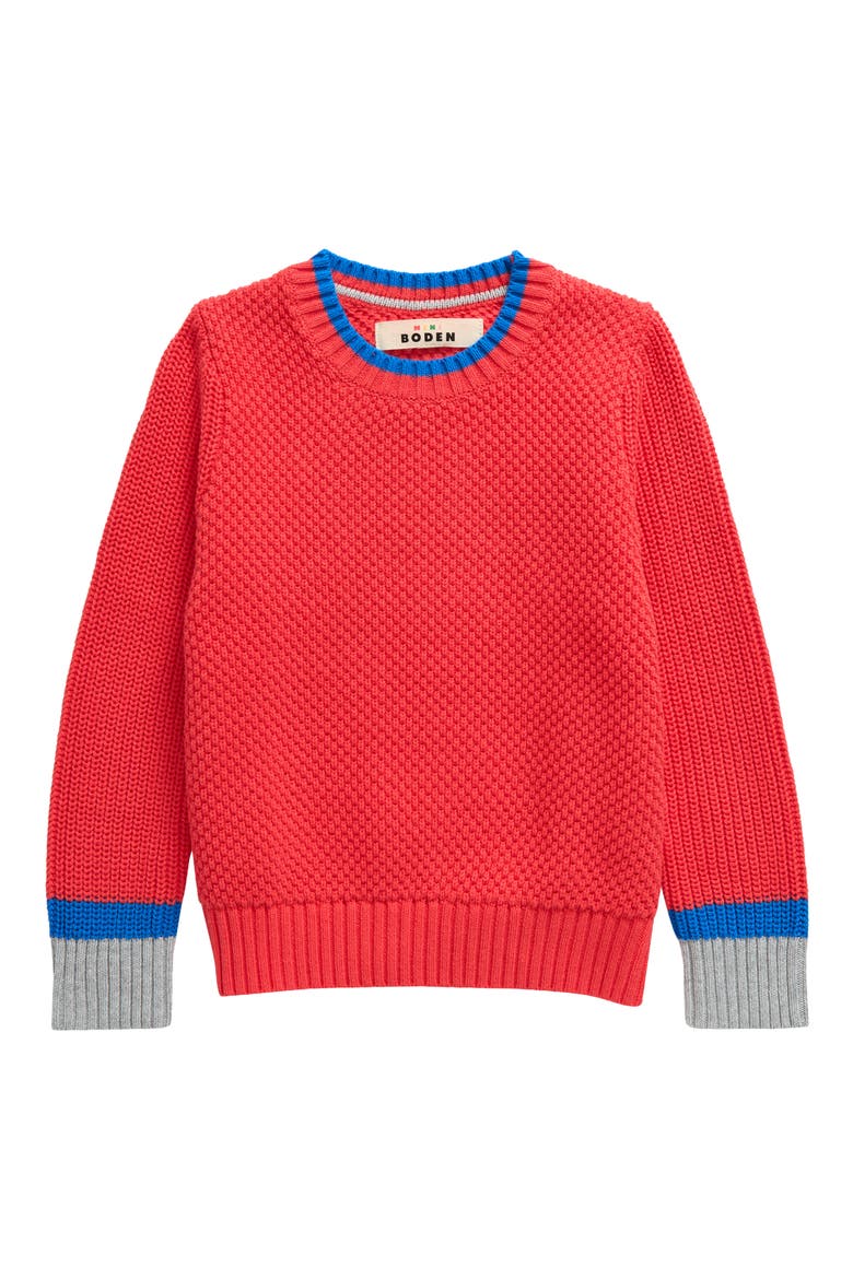 Kids' Everyday Colorblock Cotton Sweater, Main, color, JAM RED