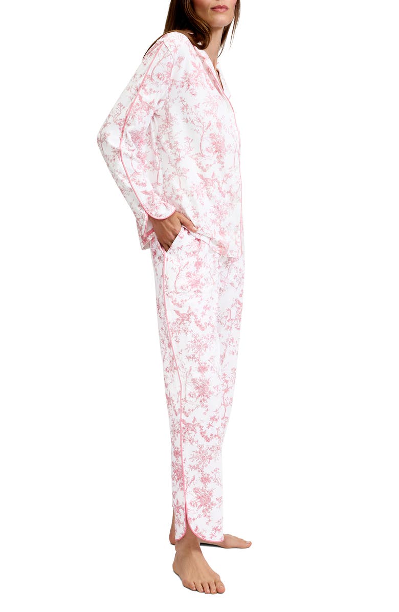 Petite Plume Print Tulip Pima Cotton Pajamas, Alternate, color, Pink