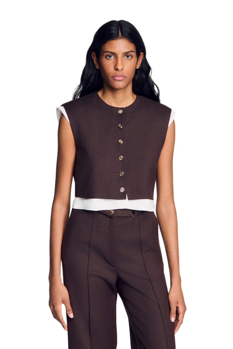 2-in-1 wool crop top, Main, color, Light brown