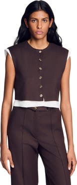 SANDRO 2-in-1 wool crop top