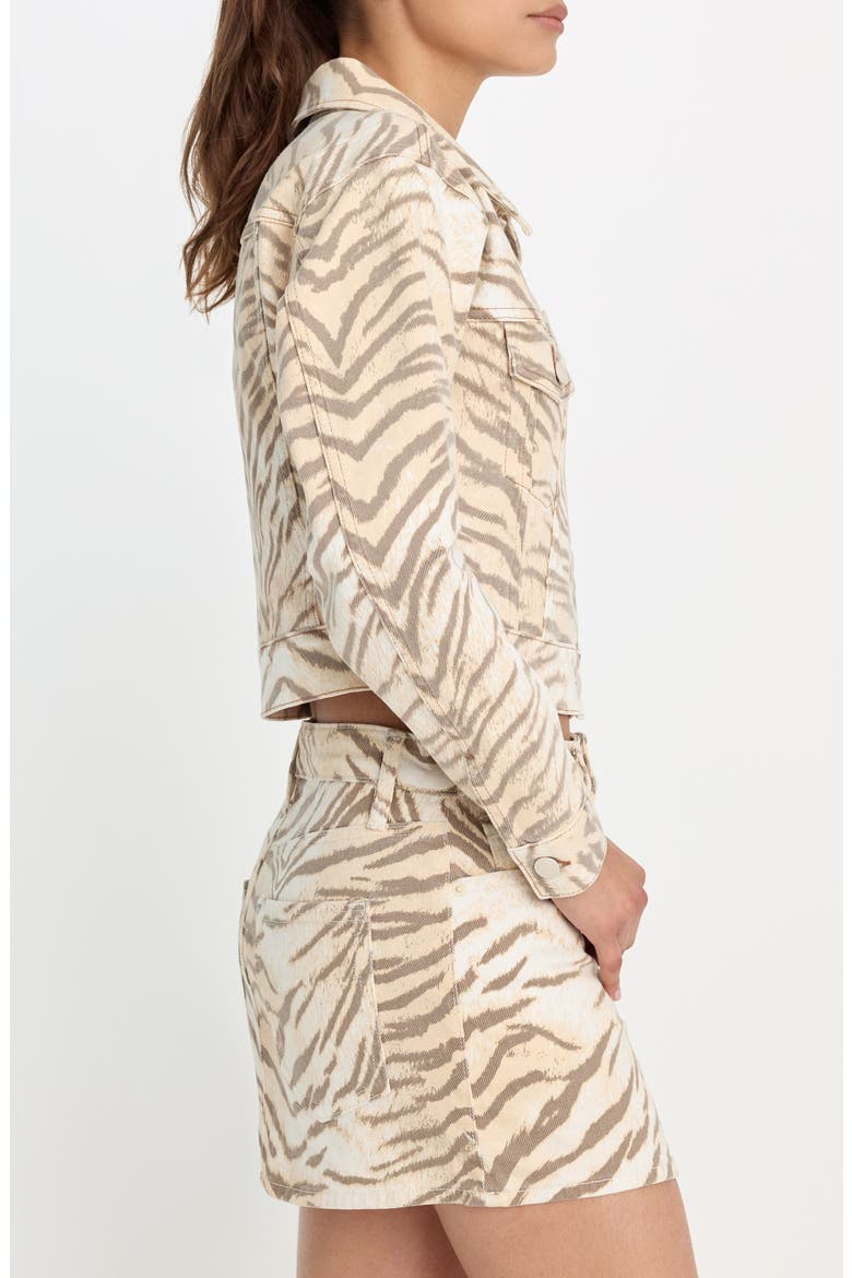 Essential Crop Organic Cotton Denim Jacket, Alternate, color, BROWN TIGER