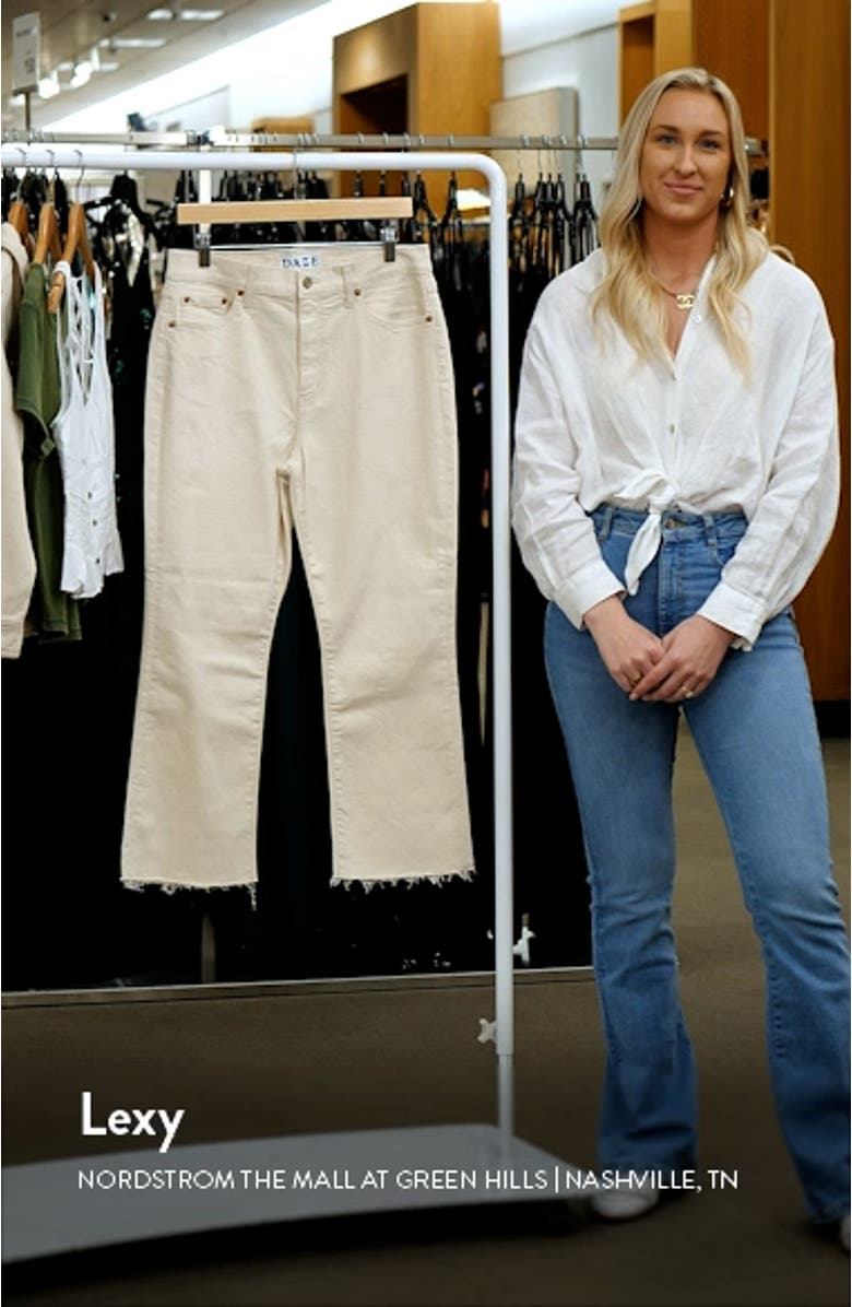 Shy Girl Distressed Crop Flare Jeans, sales video thumbnail