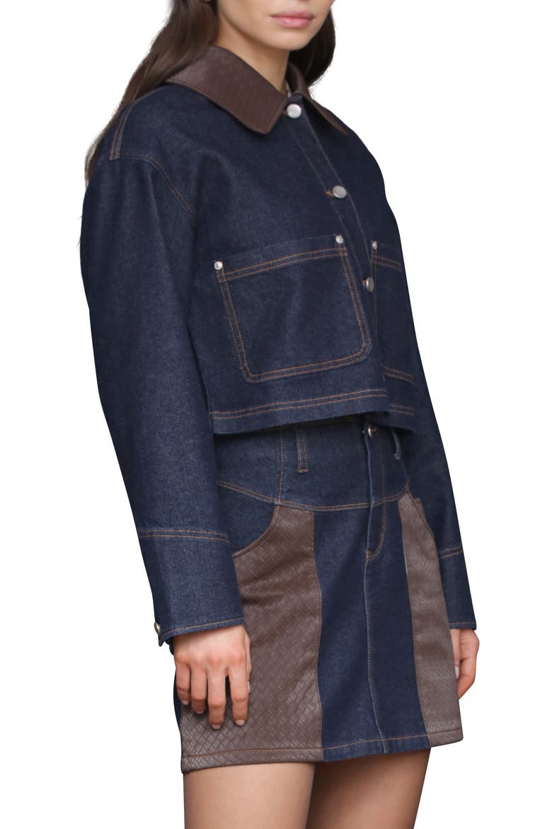 Crop Denim Jacket, Alternate, color, RINSE/CHOCOLATE
