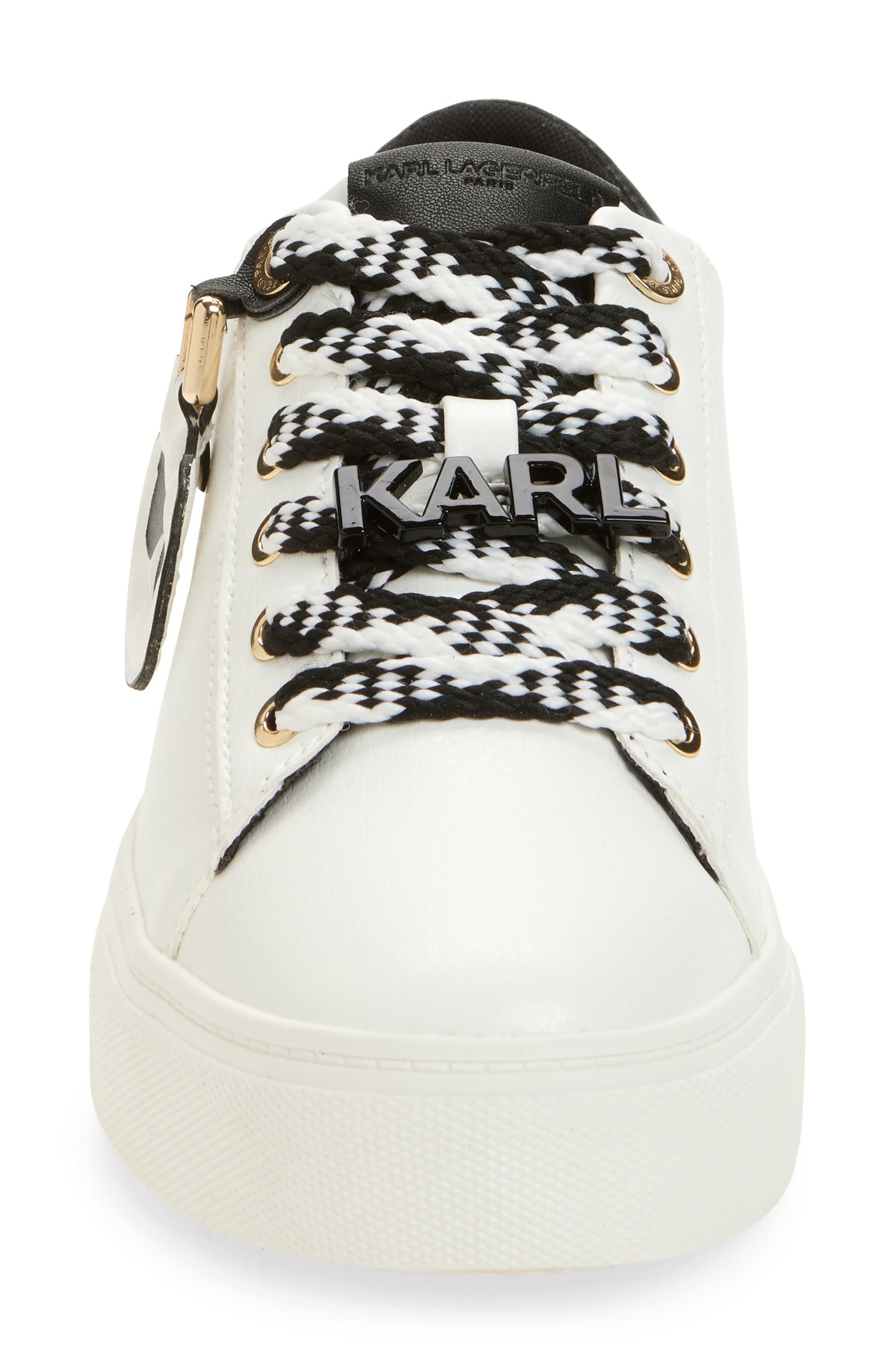 KARL LAGERFELD PARIS Capree Karl Choupette Low Top Sneaker, Alternate, color, Bright White/ Black