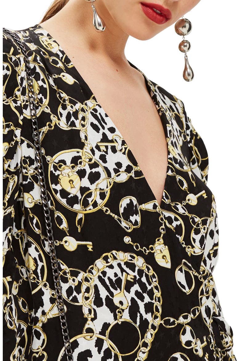 Chain Jacquard Midi Dress, Alternate, color, BLACK MULTI