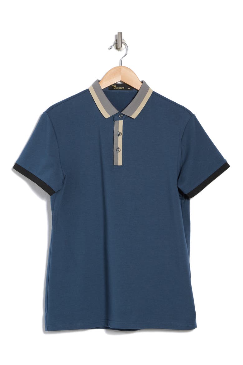 Slim Fit Stretch Cotton Knit Polo, Alternate, color, PETROL