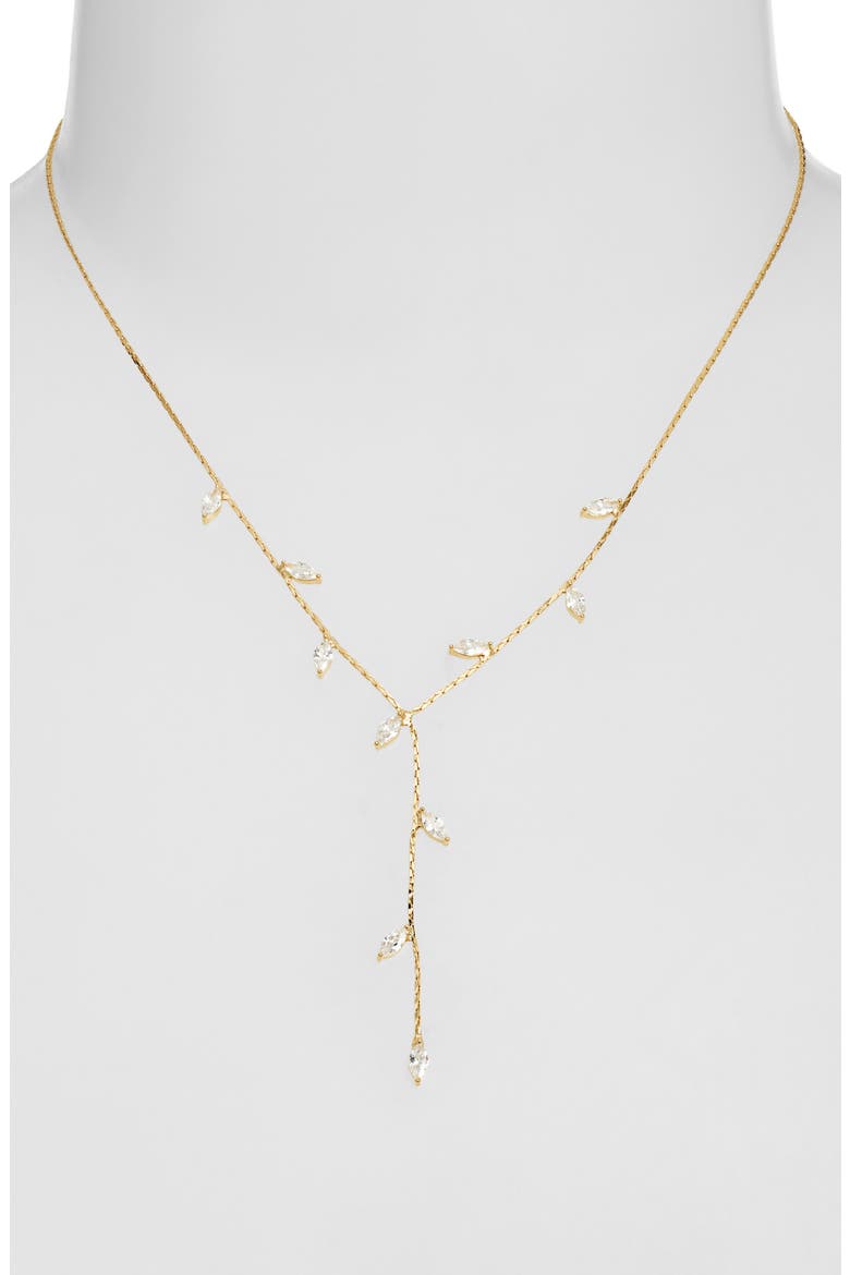 Marquise Cut Cubic Zirconia Y-Necklace, Alternate, color, CLEAR- GOLD