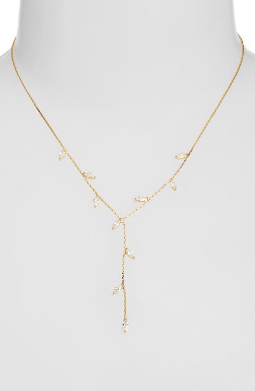 Nordstrom Marquise Cut Cubic Zirconia Y-necklace In Clear- Gold