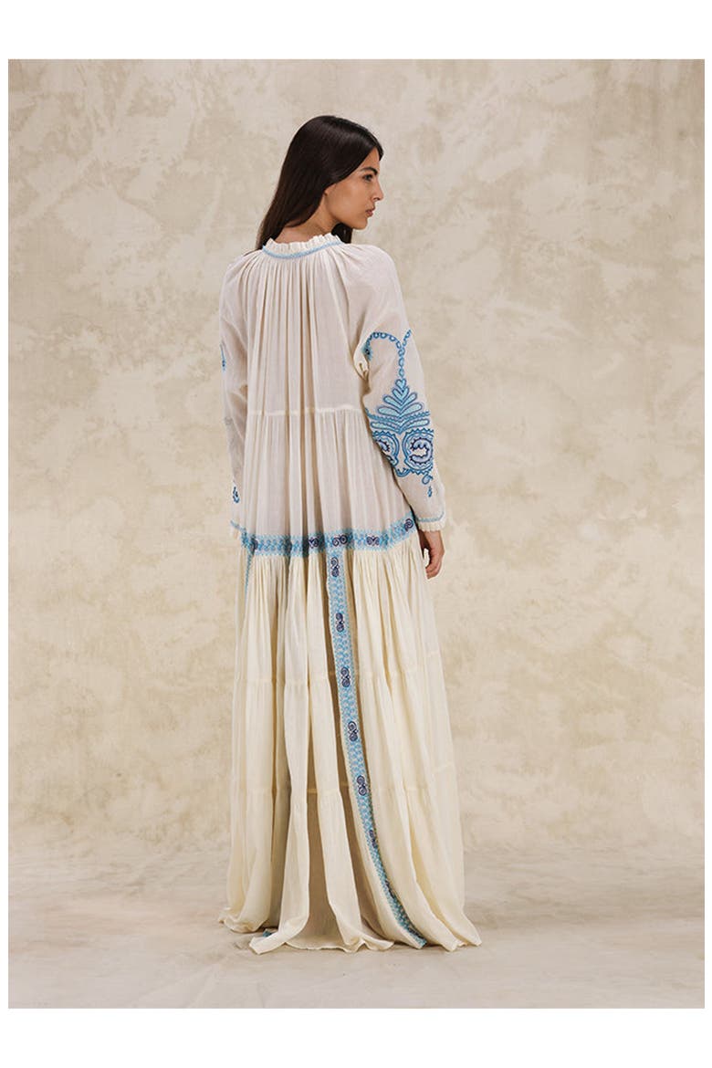 Arsia Embroidered Cotton Kaftan Dress, Alternate, color, OFF WHITE