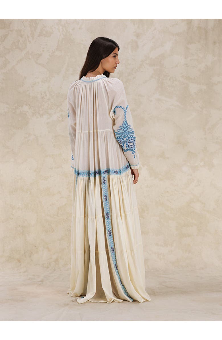 Fortela Arsia Embroidered Cotton Kaftan Dress, Alternate, color, Off White