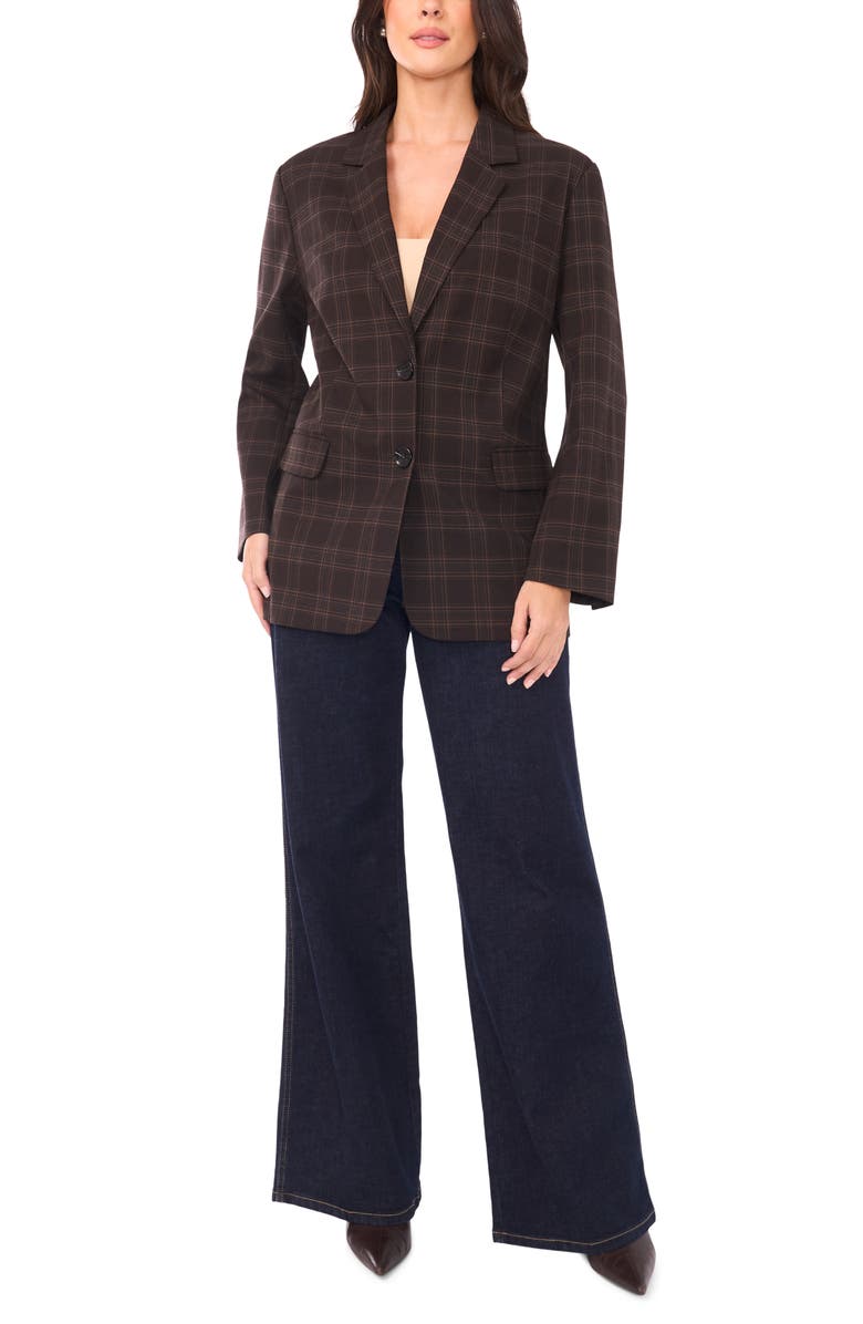 Vince Camuto Windowpane Plaid Blazer, Alternate, color, Chocolate