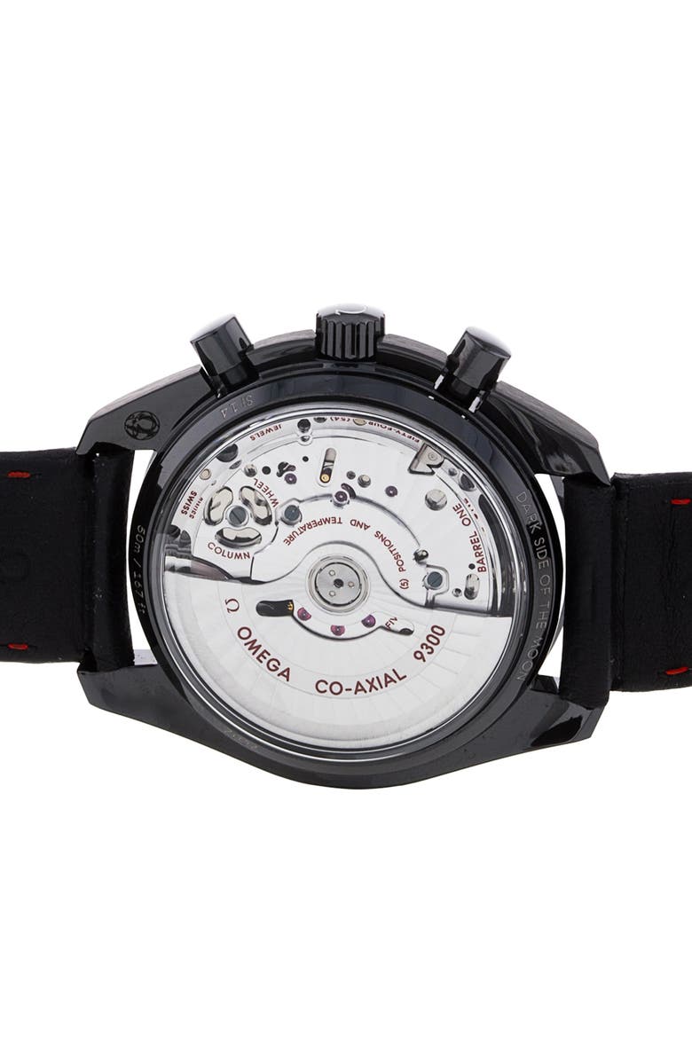 Watchfinder & Co. Omega Preowned Speedmaster Dark Side of The Moon Leather Strap Watch, 44mm, Alternate, color, 