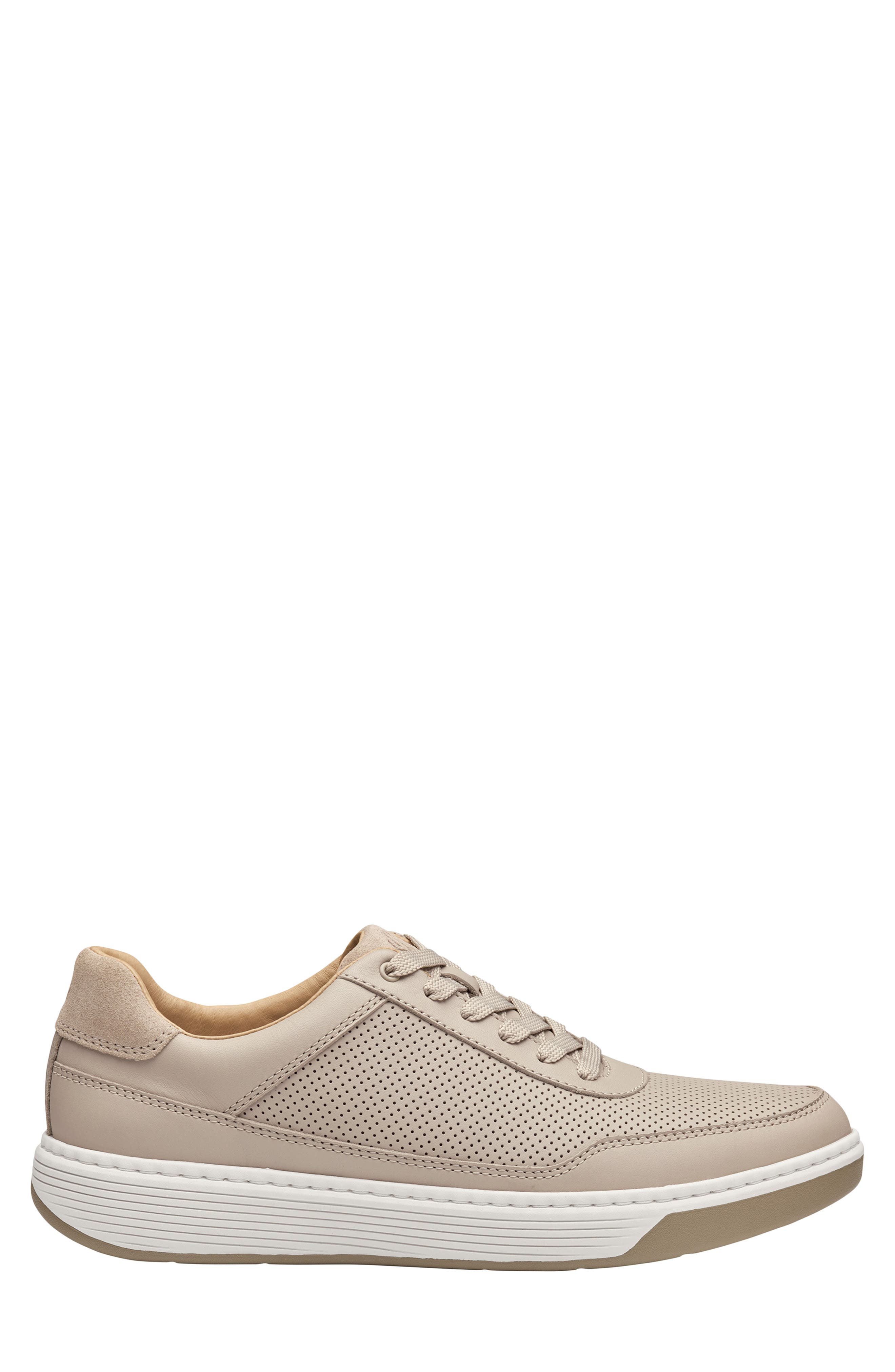 Dawson Perforated Leather Sneaker, Alternate, color, BEIGE FULL GRAIN