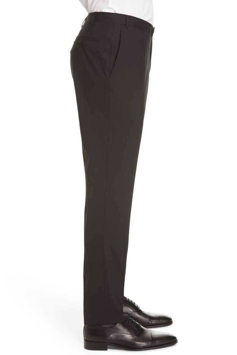 Flat Front Classic Fit Solid Stretch Wool Dress Pants, Alternate, color, BLACK