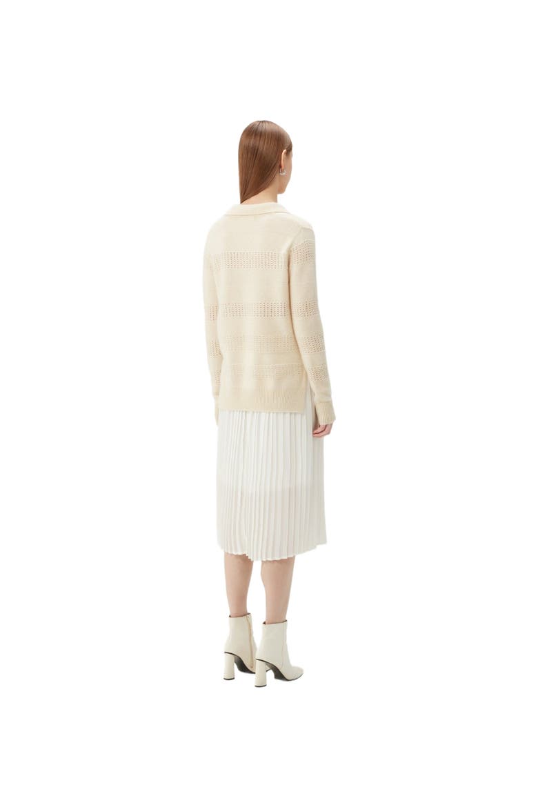 Mixed Pattern Cashmere Polo, Alternate, color, off white