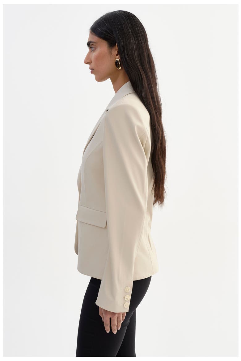 Davie | Faux Leather Fitted Blazer, Alternate, color, Bone