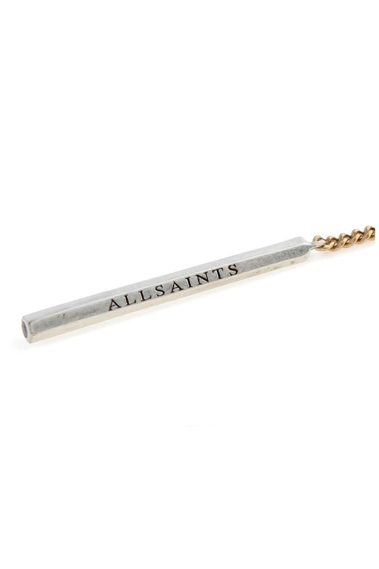 Mixed Metal Bar Threader Earrings, Alternate, color, TWO TONE