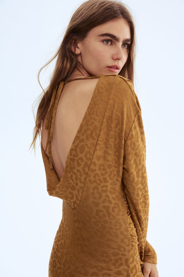 Draped Midi Dress, Alternate, color, Dark beige