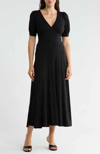 Short Sleeve V-Neck Midi Dress