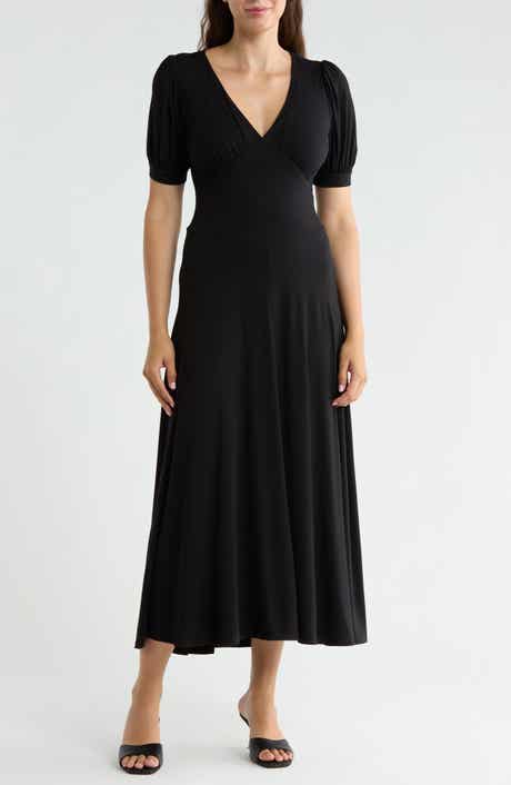 Short Sleeve V-Neck Midi Dress