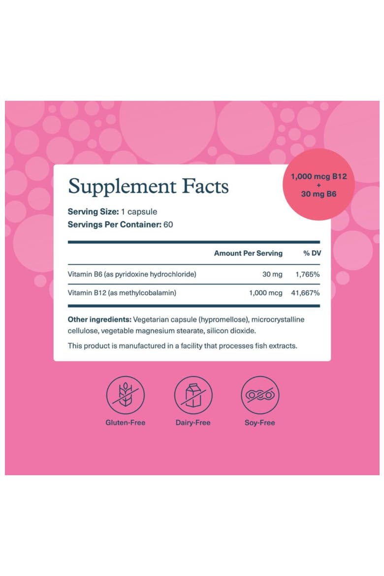 Vegan B12 and B6 Brain Health Energy Support Supplement 60 Vegetarian Capsules, Alternate, color, None