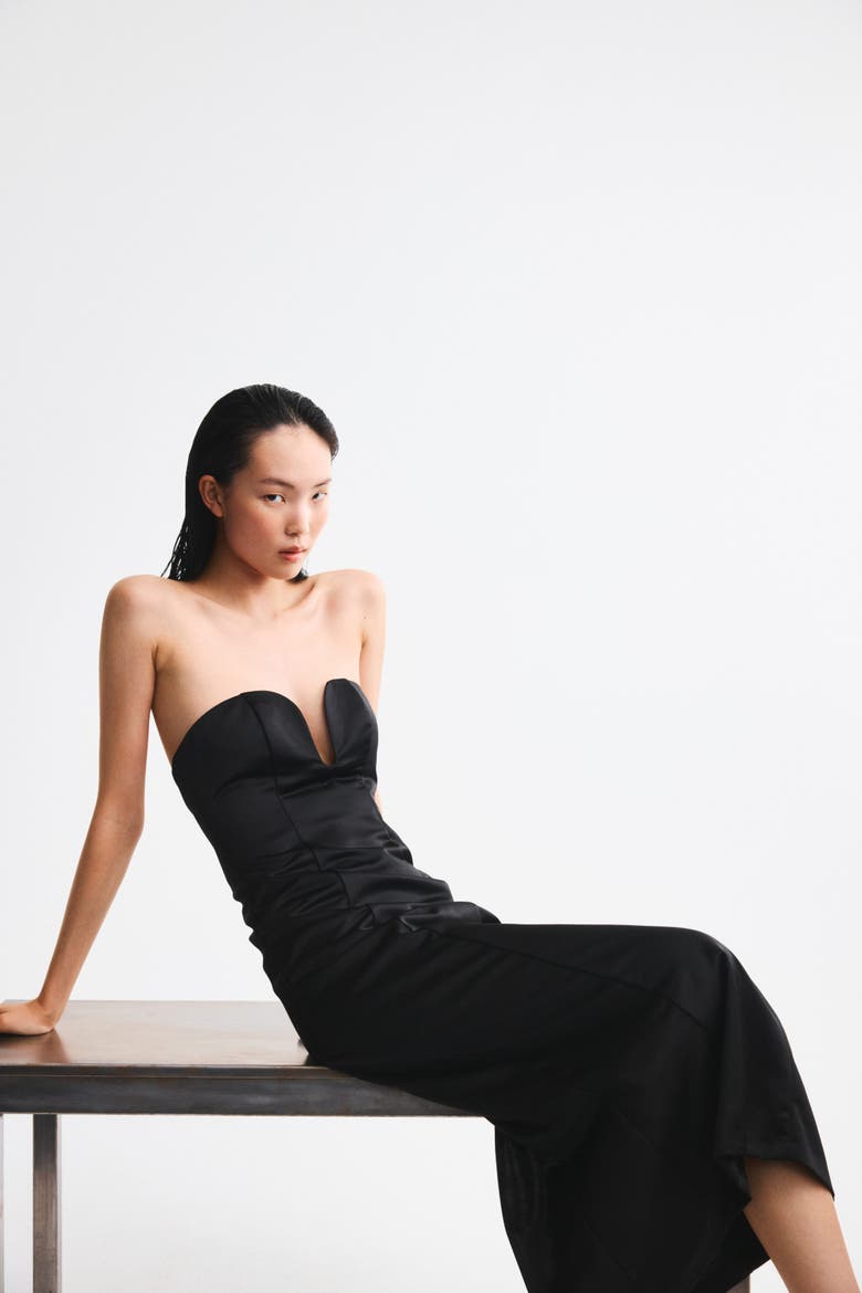 Fitted Bandeau Dress, Alternate, color, Black